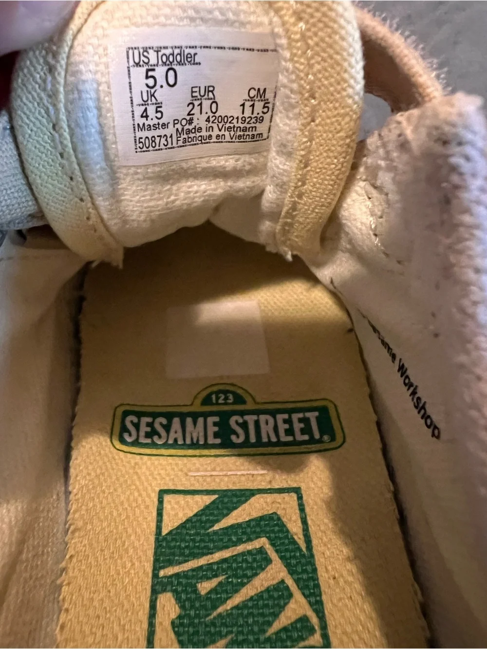 Sesame Street Beige Canvas Kids Sneakers with Floral Print